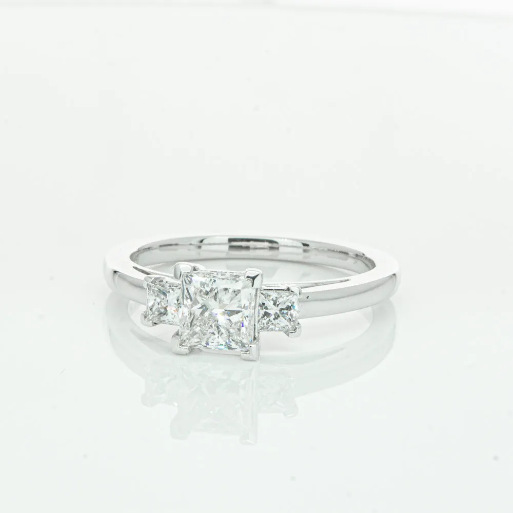 18ct White Gold .80ct Princess Cut Diamond Olympus Ring