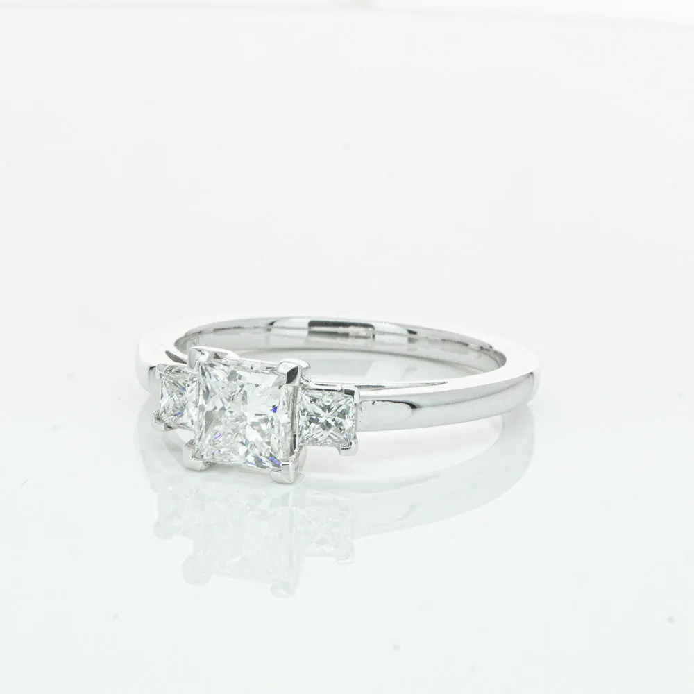 18ct White Gold .80ct Princess Cut Diamond Olympus Ring