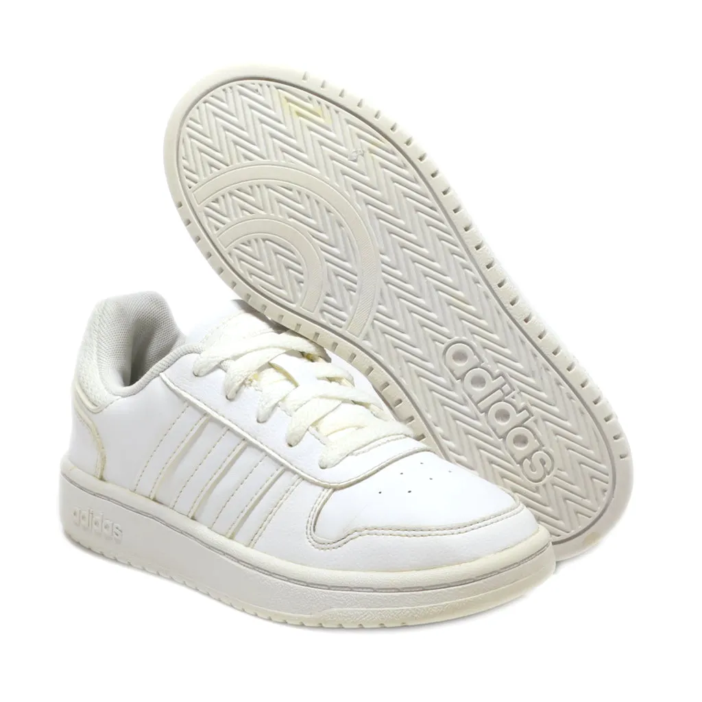 Adidas Hoops 2.0 Sport Shoes Leather White Colour For Kids