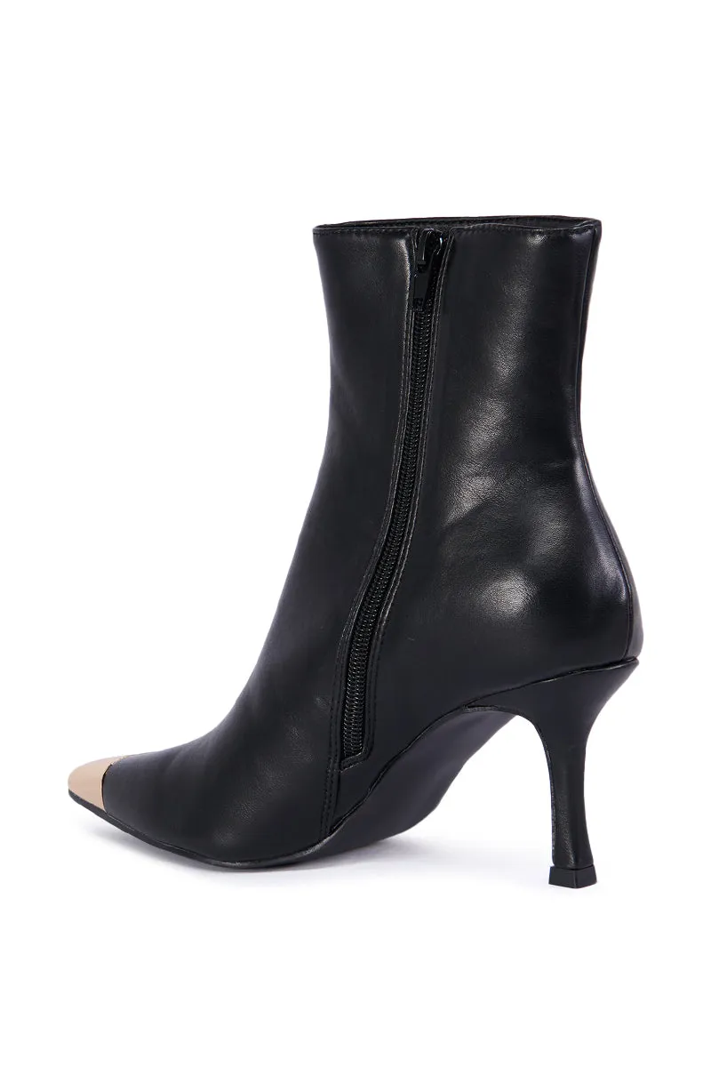 AZALEA WANG JAMESINA BLACK METAL TOE BOOTIE