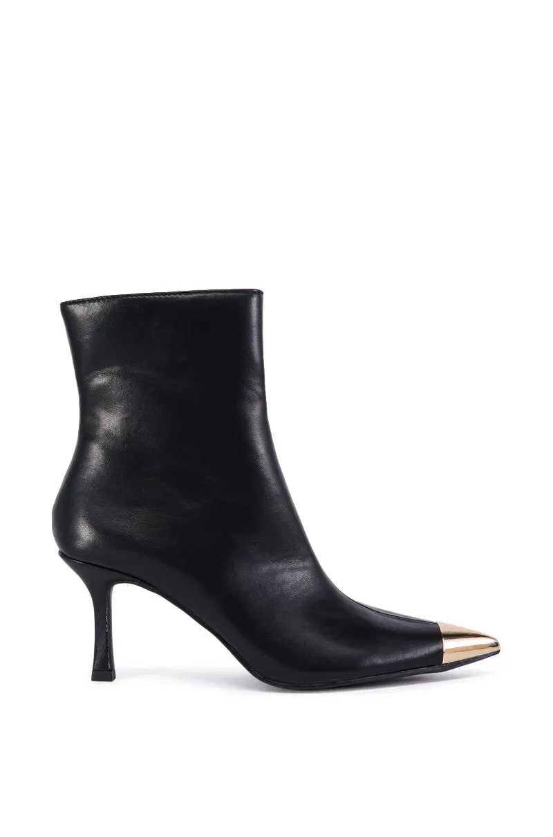 AZALEA WANG JAMESINA BLACK METAL TOE BOOTIE