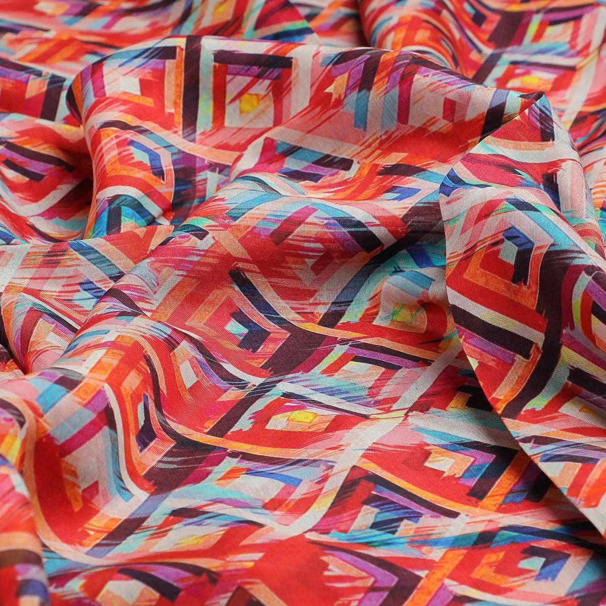 Beautiful Geometric Printed Pure Muslin Fabric