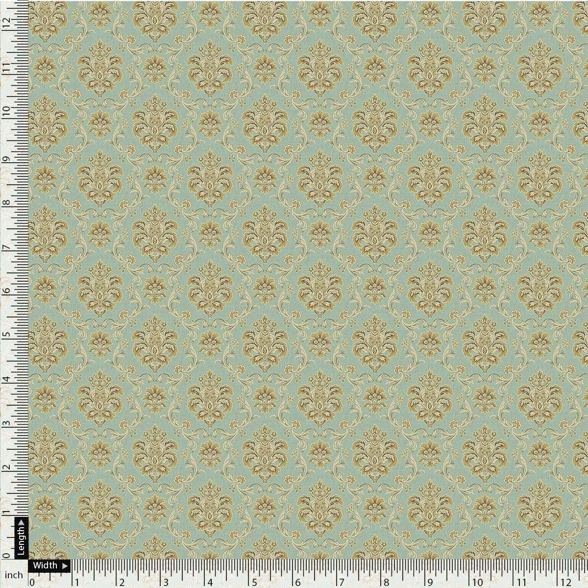 Beautiful Golden Fleur De Lis Pattern Digital Printed Fabric - Cotton