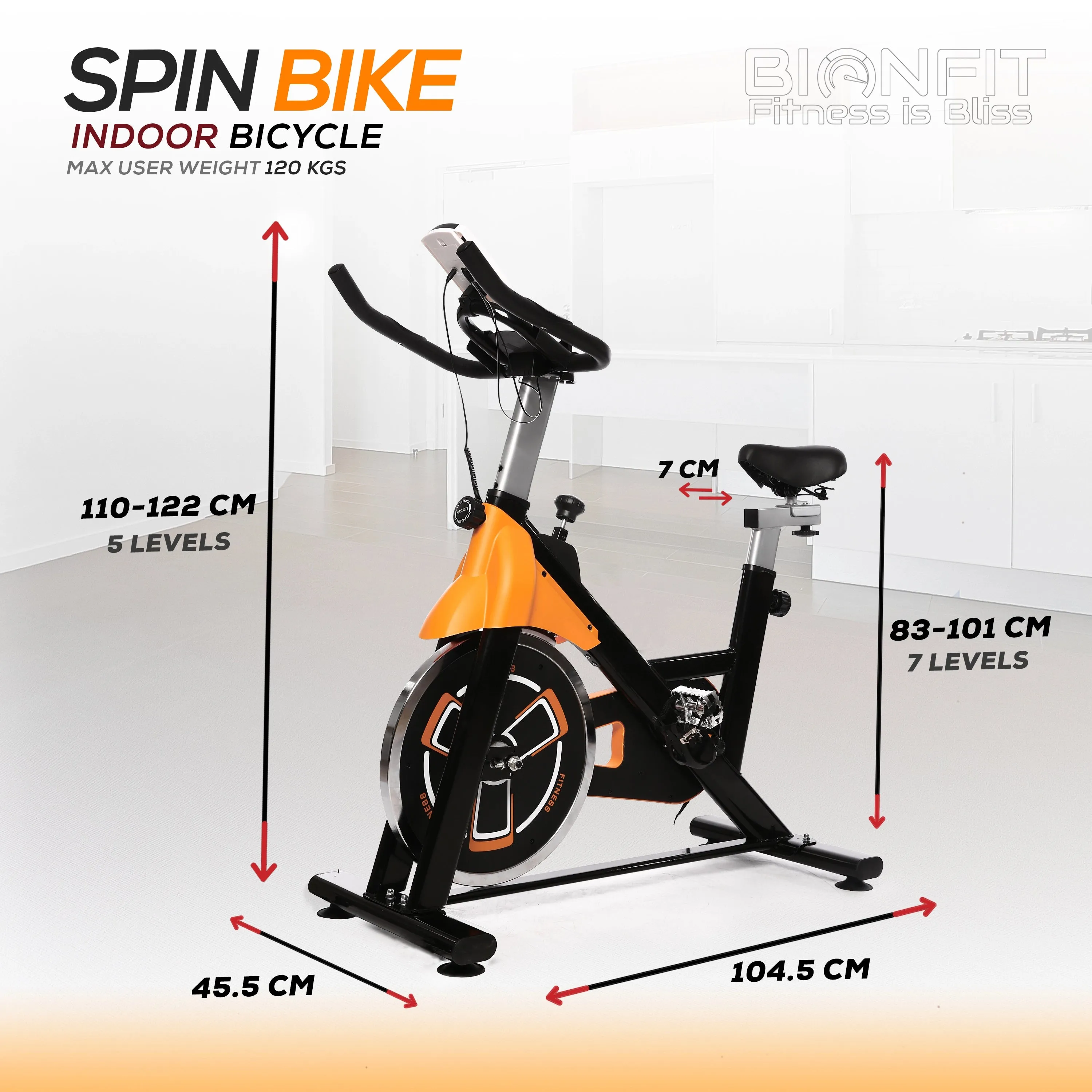 BIONFIT Spin Exercise Gym Cycle with 6 Kg Flywheel & Friction Resistance for Home Spinner Exercise Bike