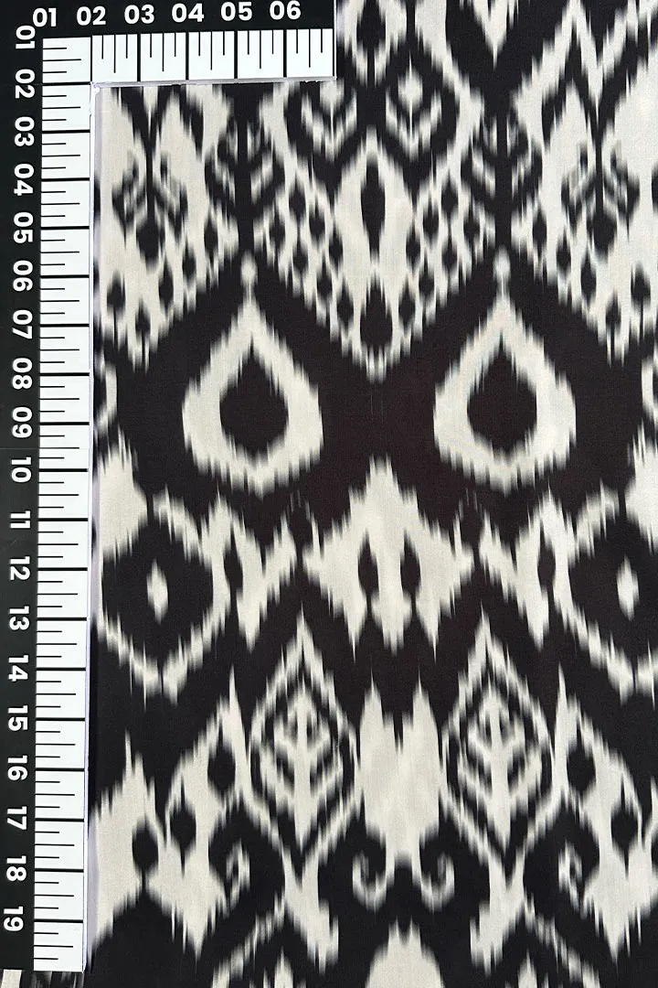 Black and White Abstract Printed Modal Satin Fabric