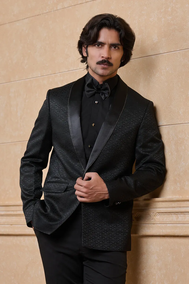 Black Jacquard Dinner Jacket Set