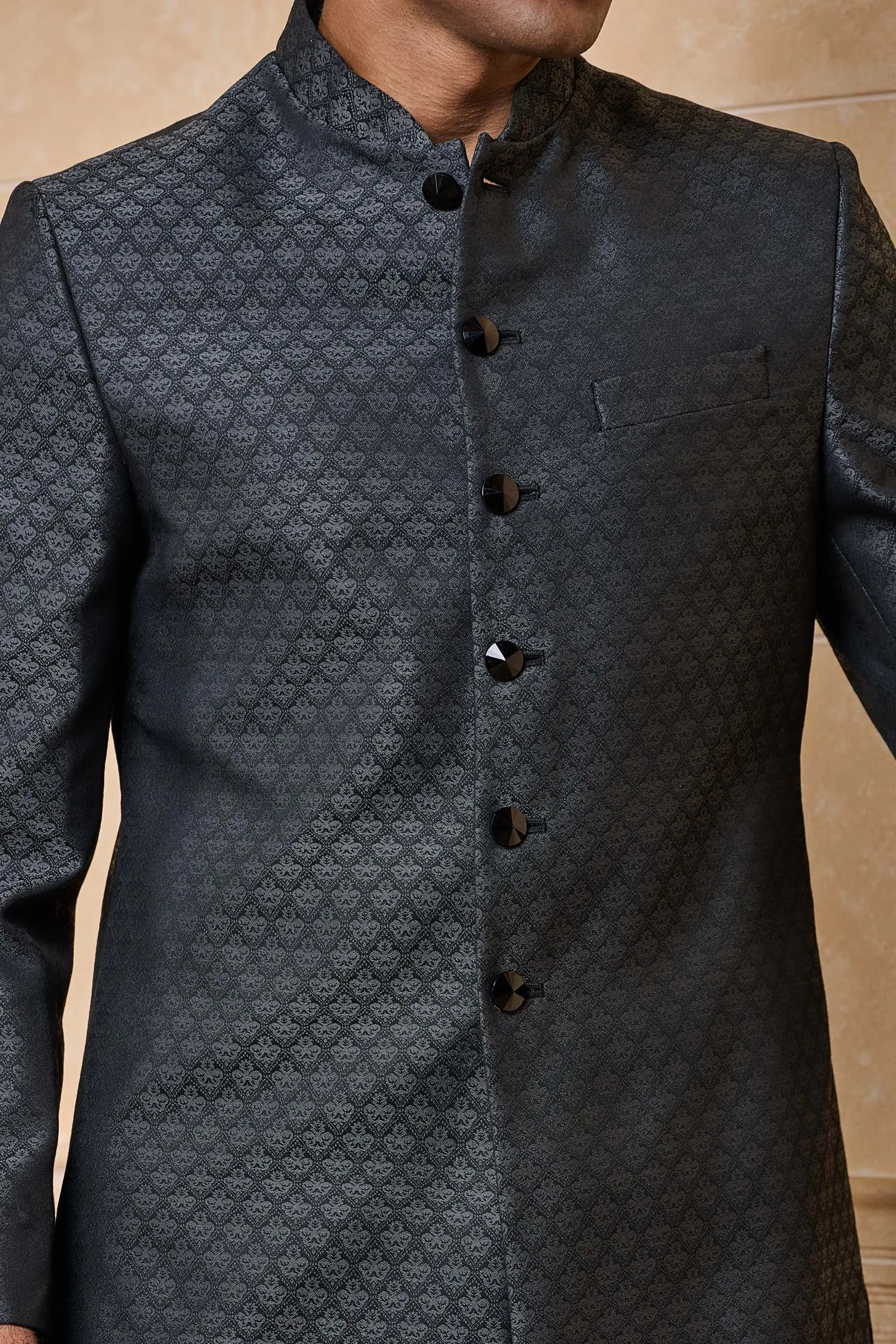 Black Jacquard Indo Western