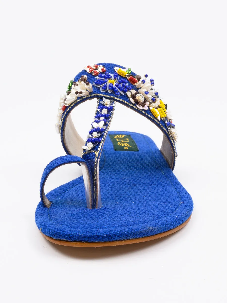 Blue Fancy Kolhapuri Chappal