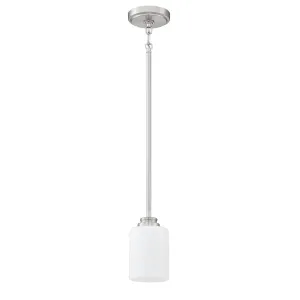 Bolden 1 Light Mini Pendant in Brushed Polished Nickel (White Glass)