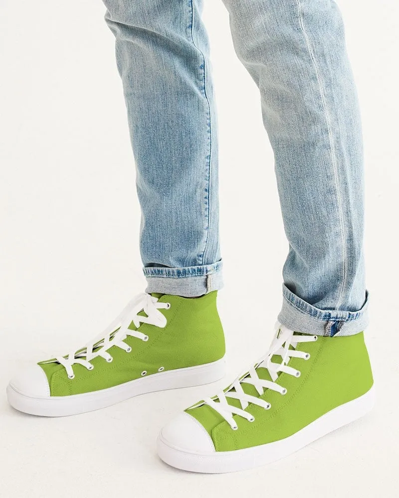 Bright Warm Green Men's High-top Canvas Sneakers | Men's | Bright Pure Warm Green | C38M0Y100K0