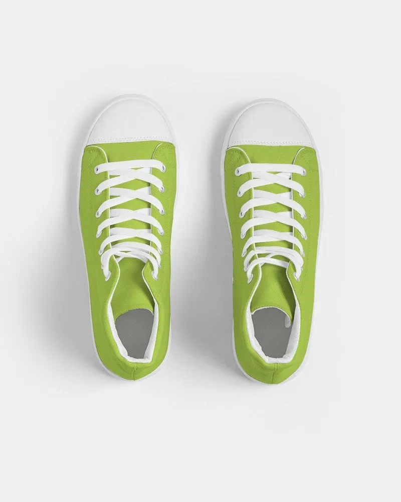 Bright Warm Green Men's High-top Canvas Sneakers | Men's | Bright Pure Warm Green | C38M0Y100K0