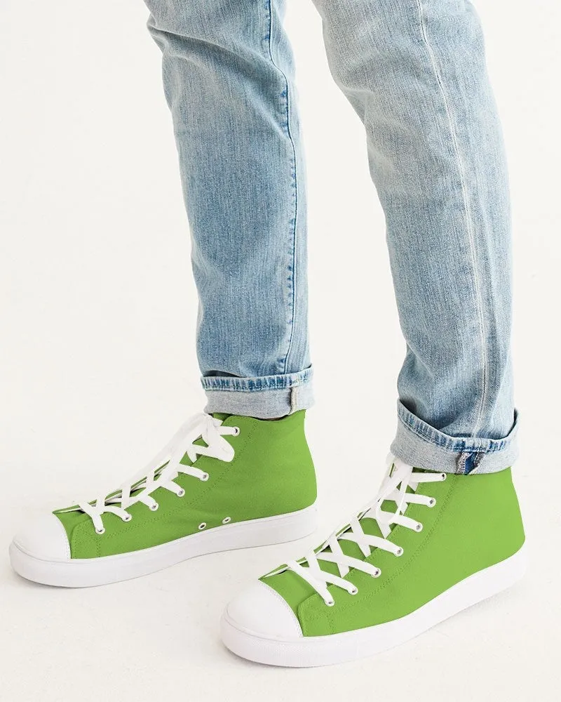 Bright Warm Green Men's High-top Canvas Sneakers | Men's | Bright Pure Warm Green | C50M0Y100K0