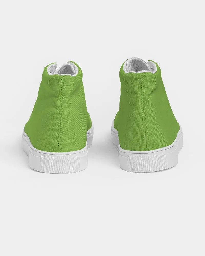 Bright Warm Green Men's High-top Canvas Sneakers | Men's | Bright Pure Warm Green | C50M0Y100K0