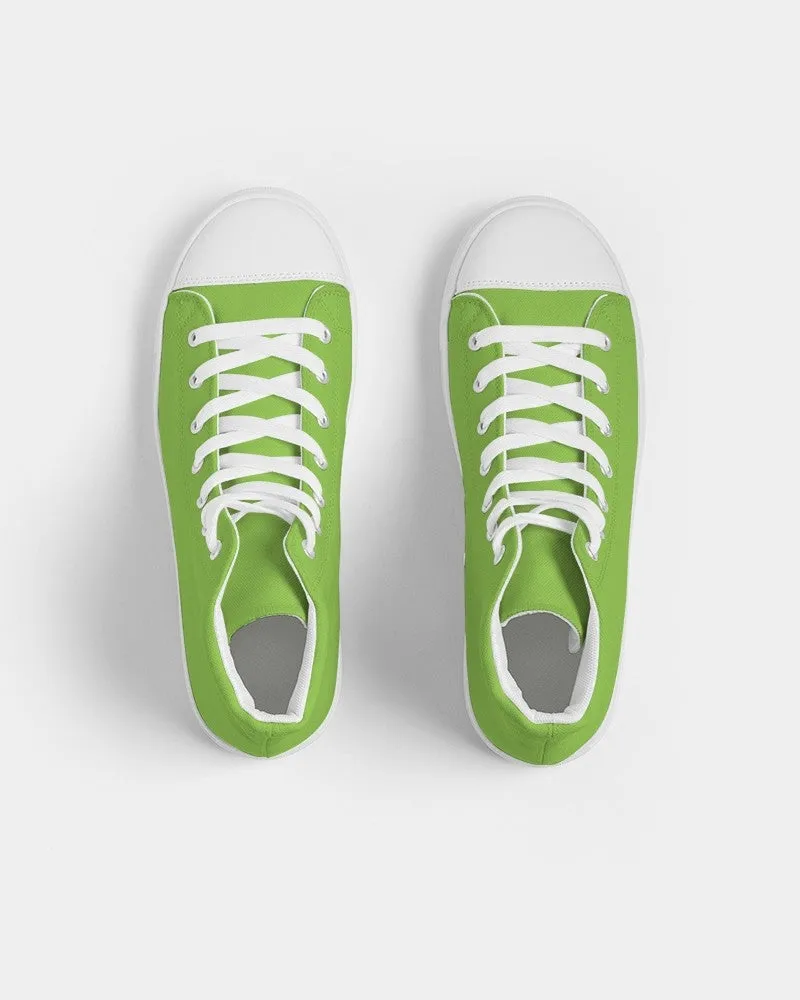 Bright Warm Green Men's High-top Canvas Sneakers | Men's | Bright Pure Warm Green | C50M0Y100K0