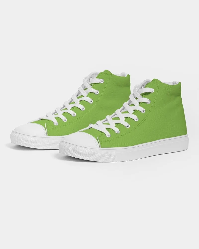 Bright Warm Green Men's High-top Canvas Sneakers | Men's | Bright Pure Warm Green | C50M0Y100K0