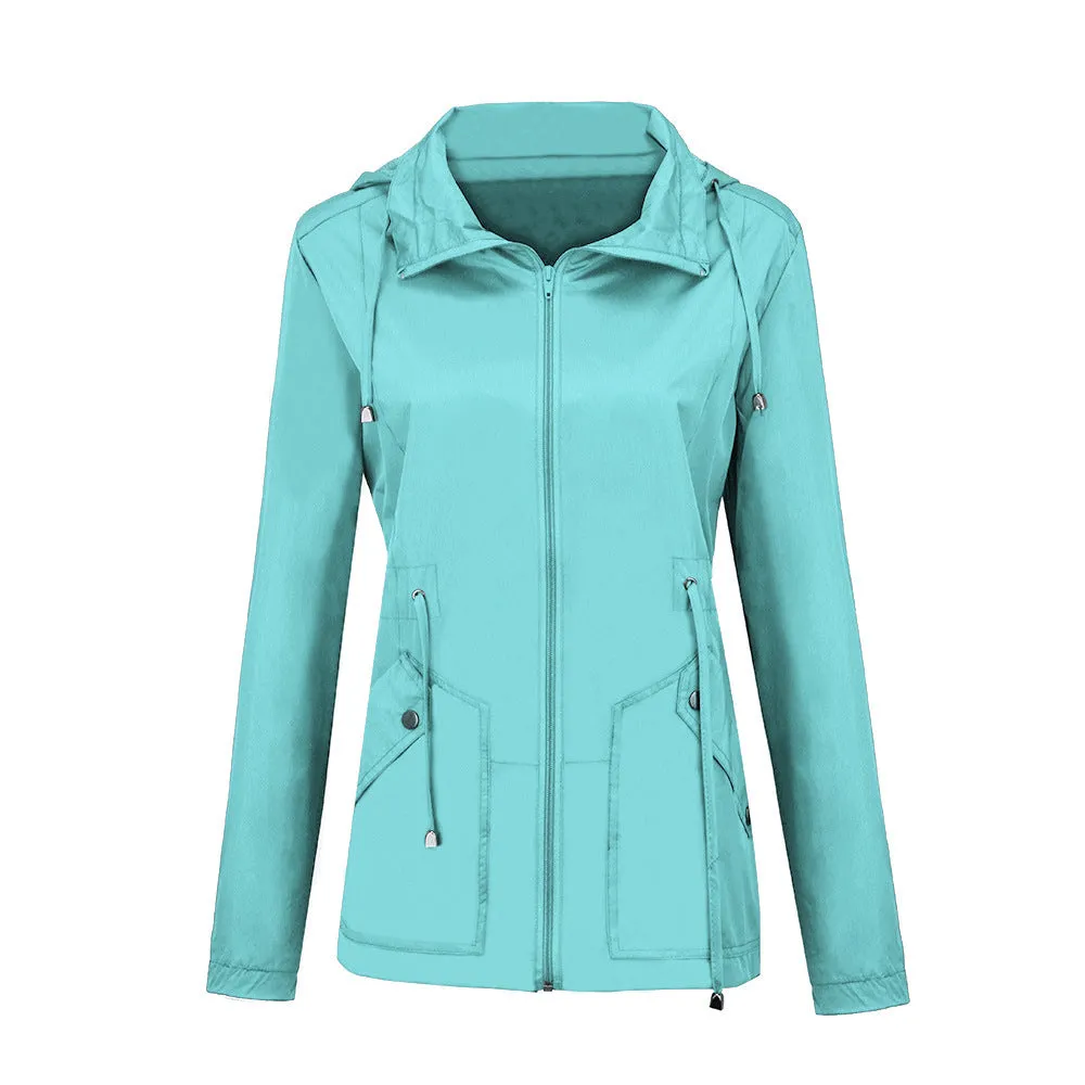 Candy Color Waterproof Lapel Women Slim Coat