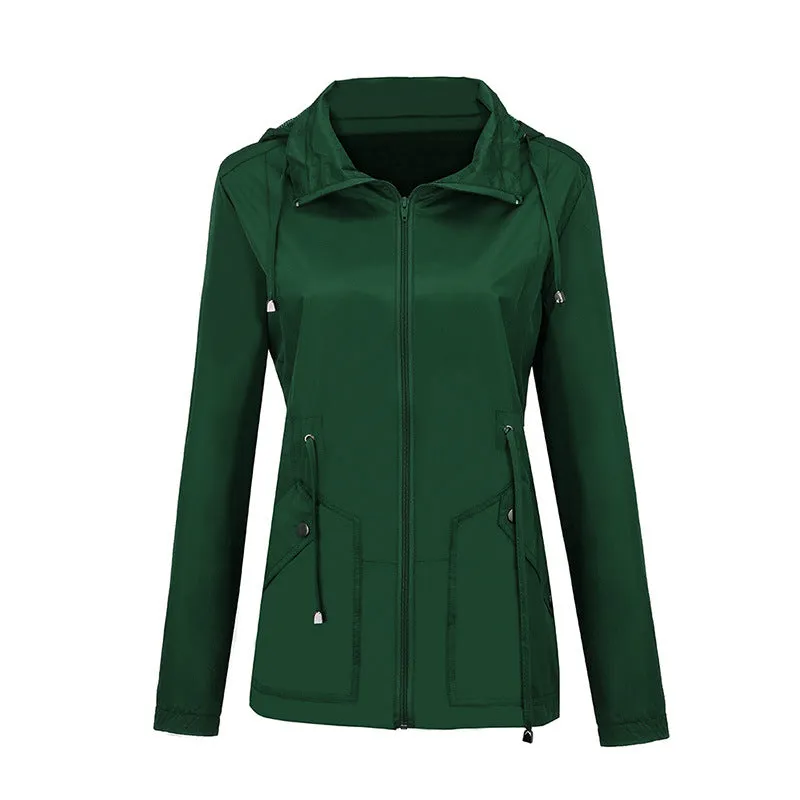 Candy Color Waterproof Lapel Women Slim Coat