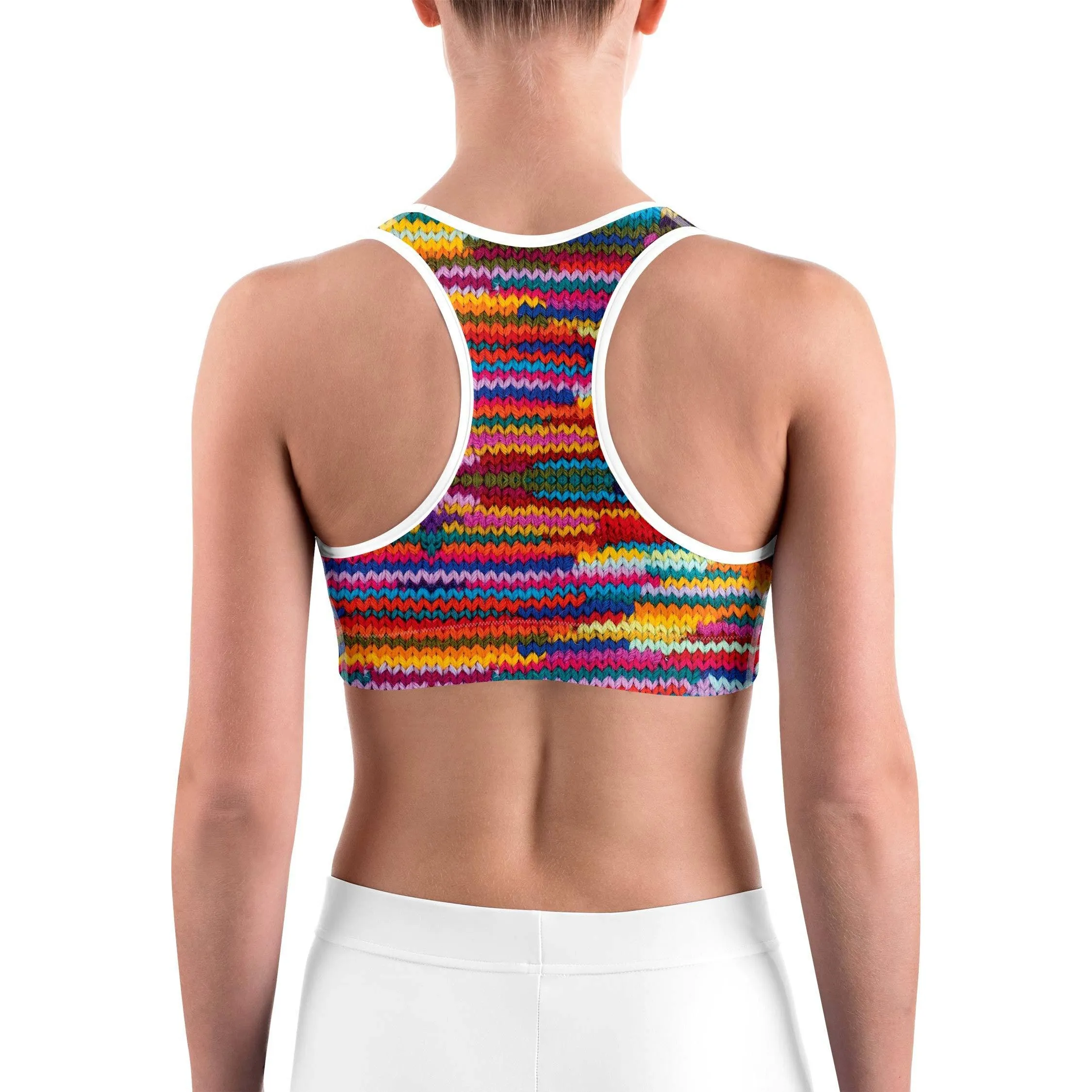 Colorful Knitted Pattern Sports bra