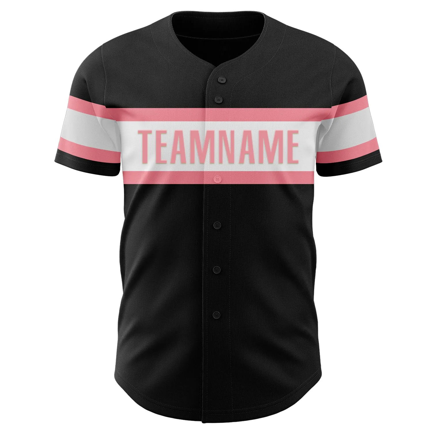 Custom Black White-Medium Pink Authentic Baseball Jersey