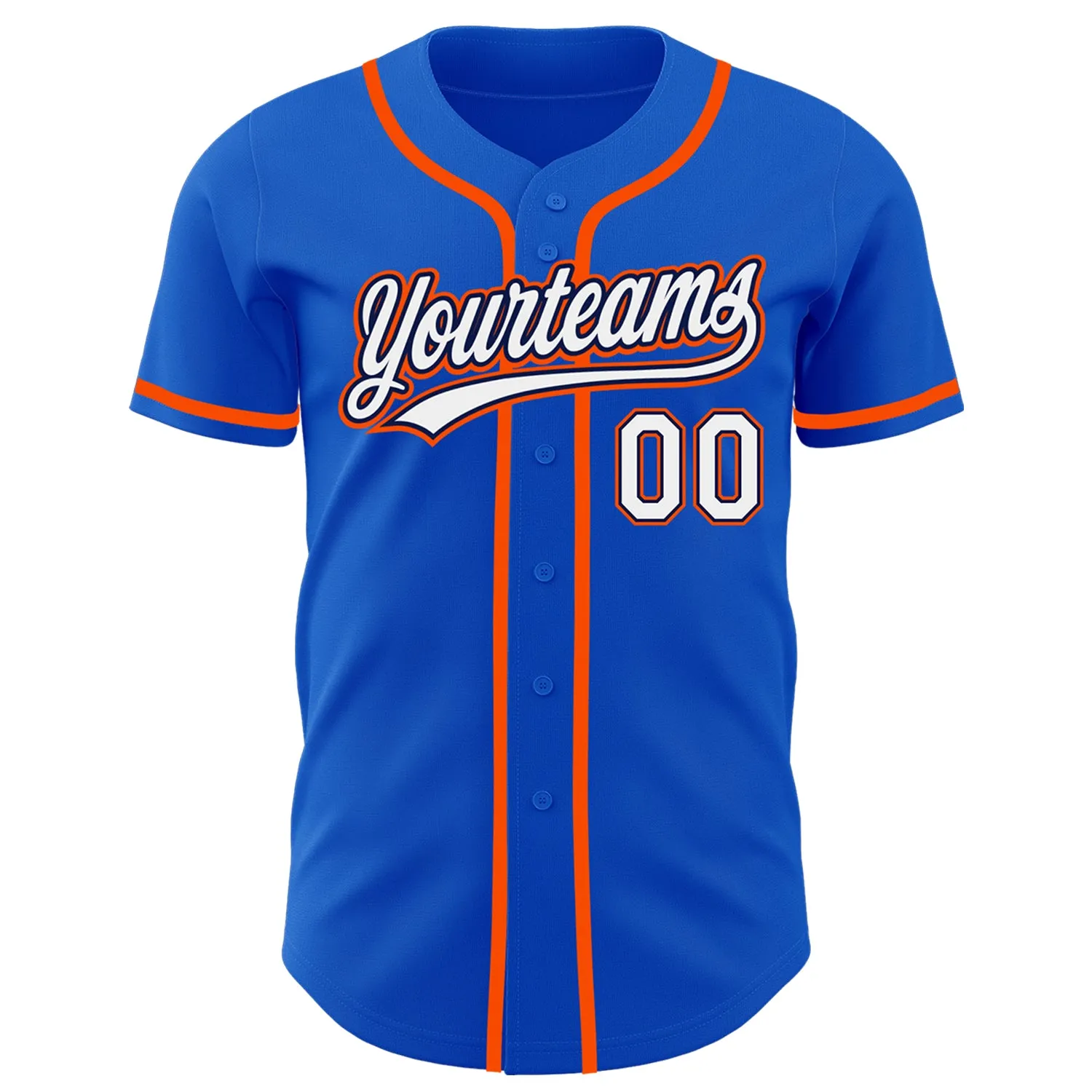 Custom Thunder Blue White Navy-Orange Authentic Baseball Jersey