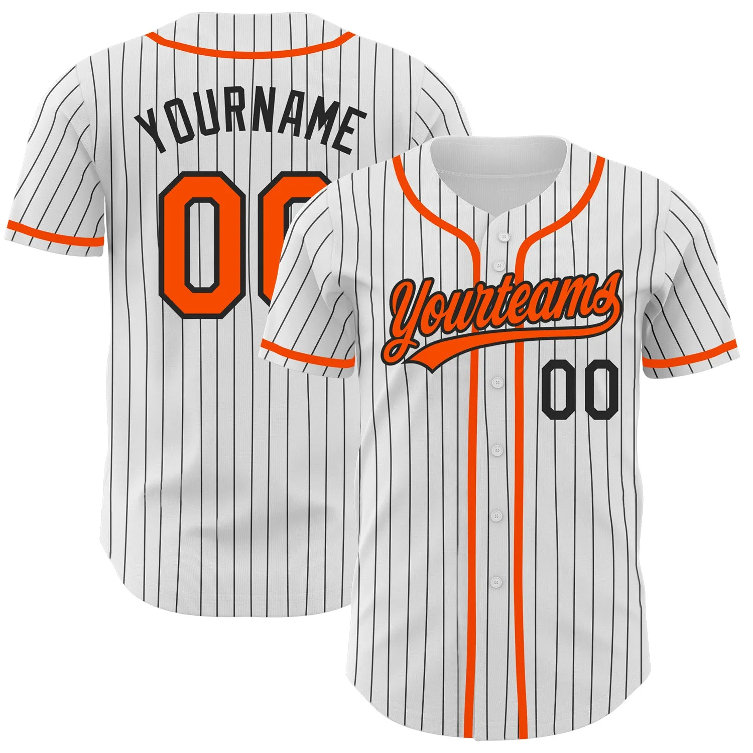 Custom White Black Pinstripe Orange Authentic Baseball Jersey