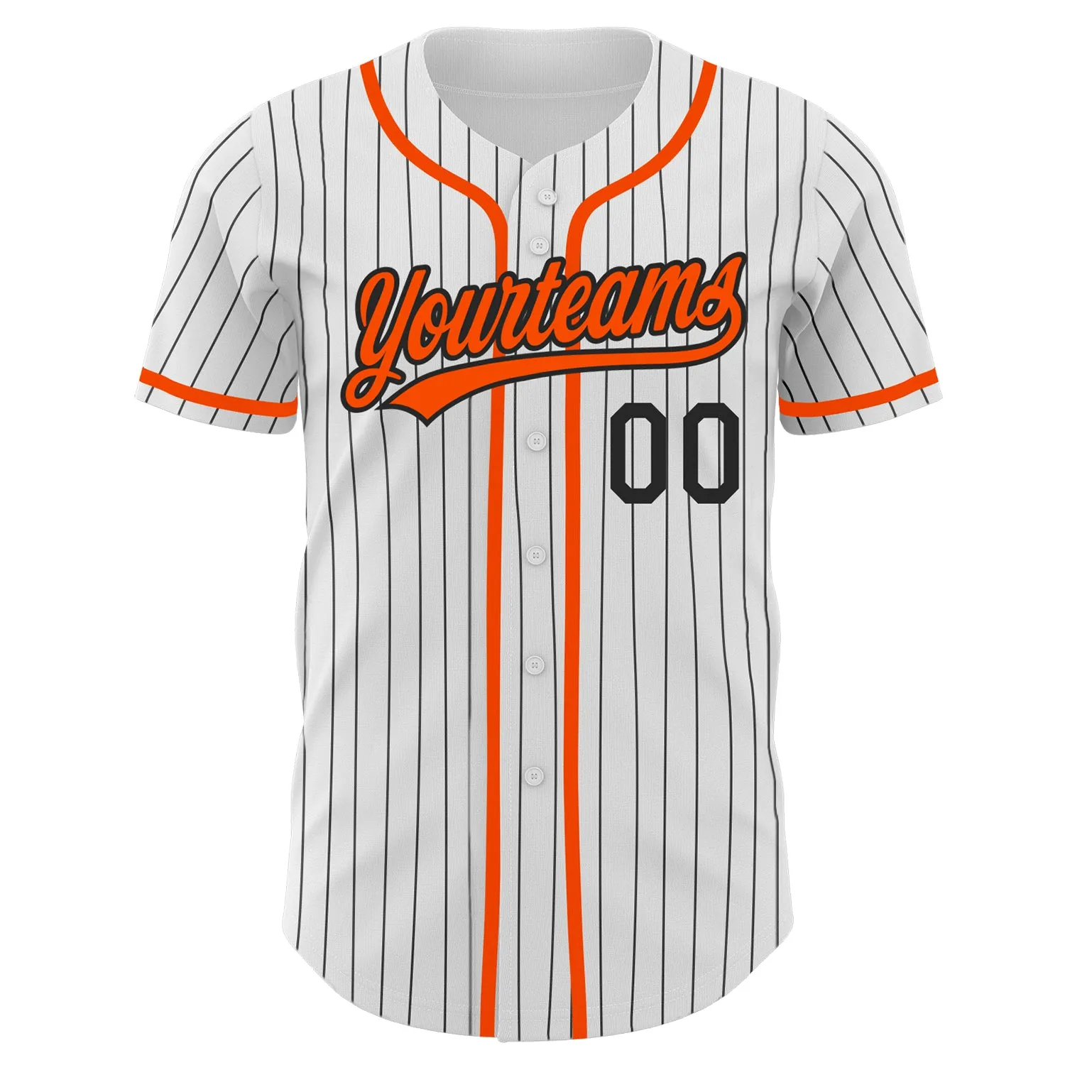 Custom White Black Pinstripe Orange Authentic Baseball Jersey