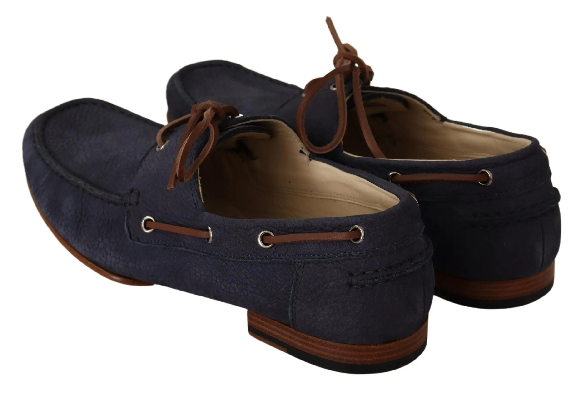 Dolce & Gabbana Elegant Blue & Brown Leather Boat Shoes