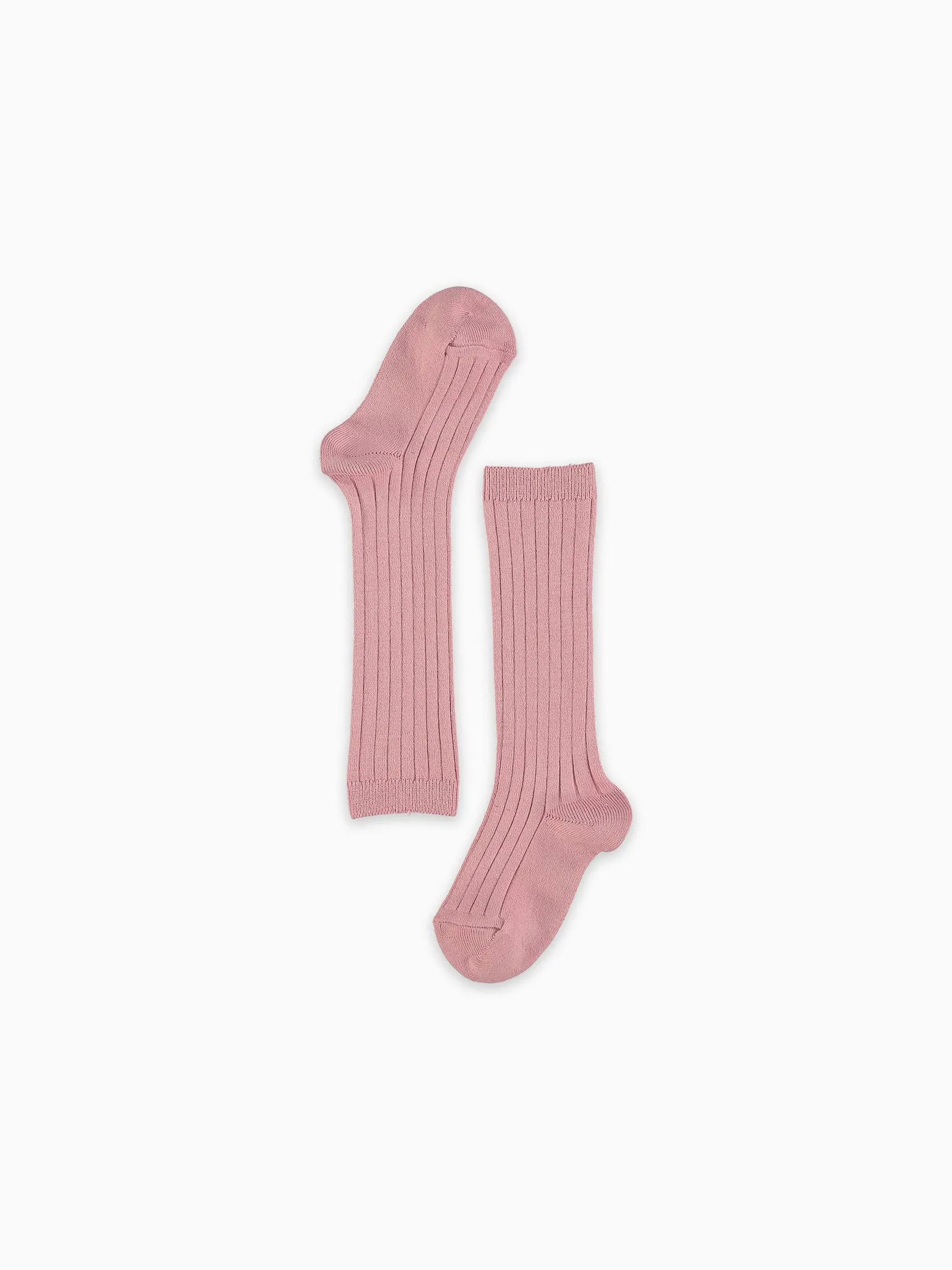 Dusty Pink Ribbed Knee High Girl Socks