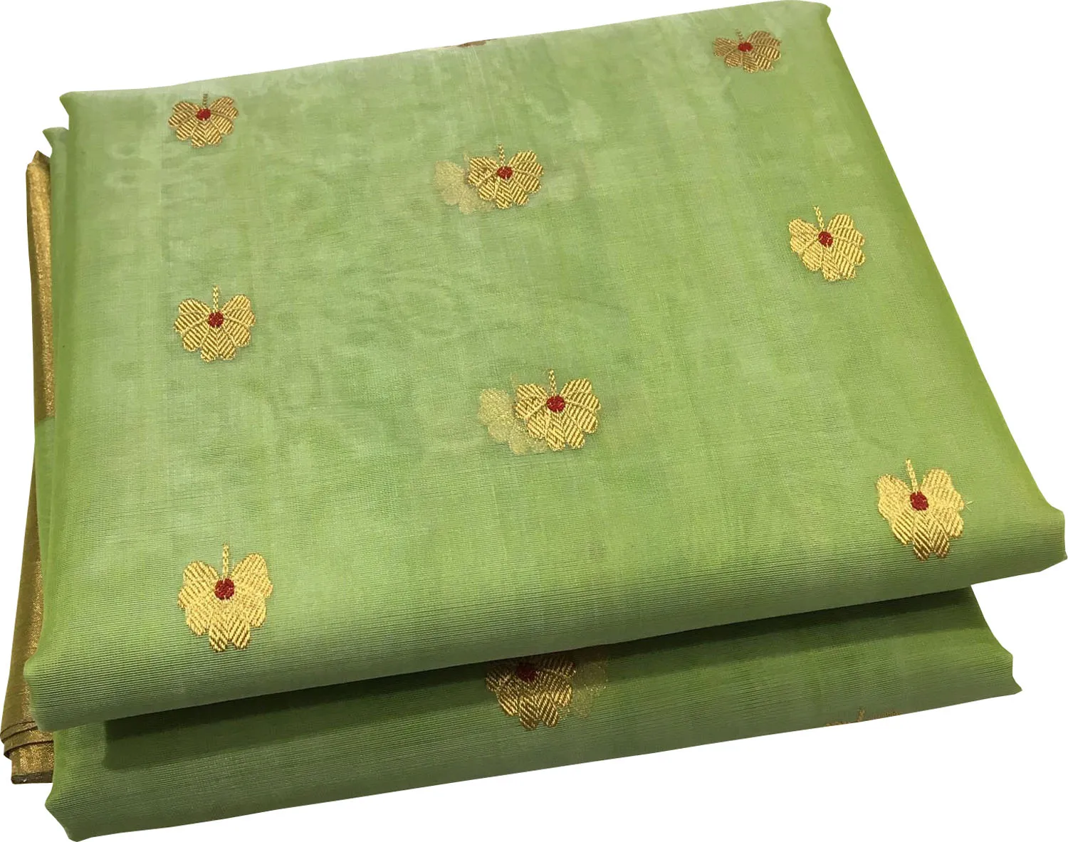 Elegant Green Chanderi Handloom Katan Silk Saree