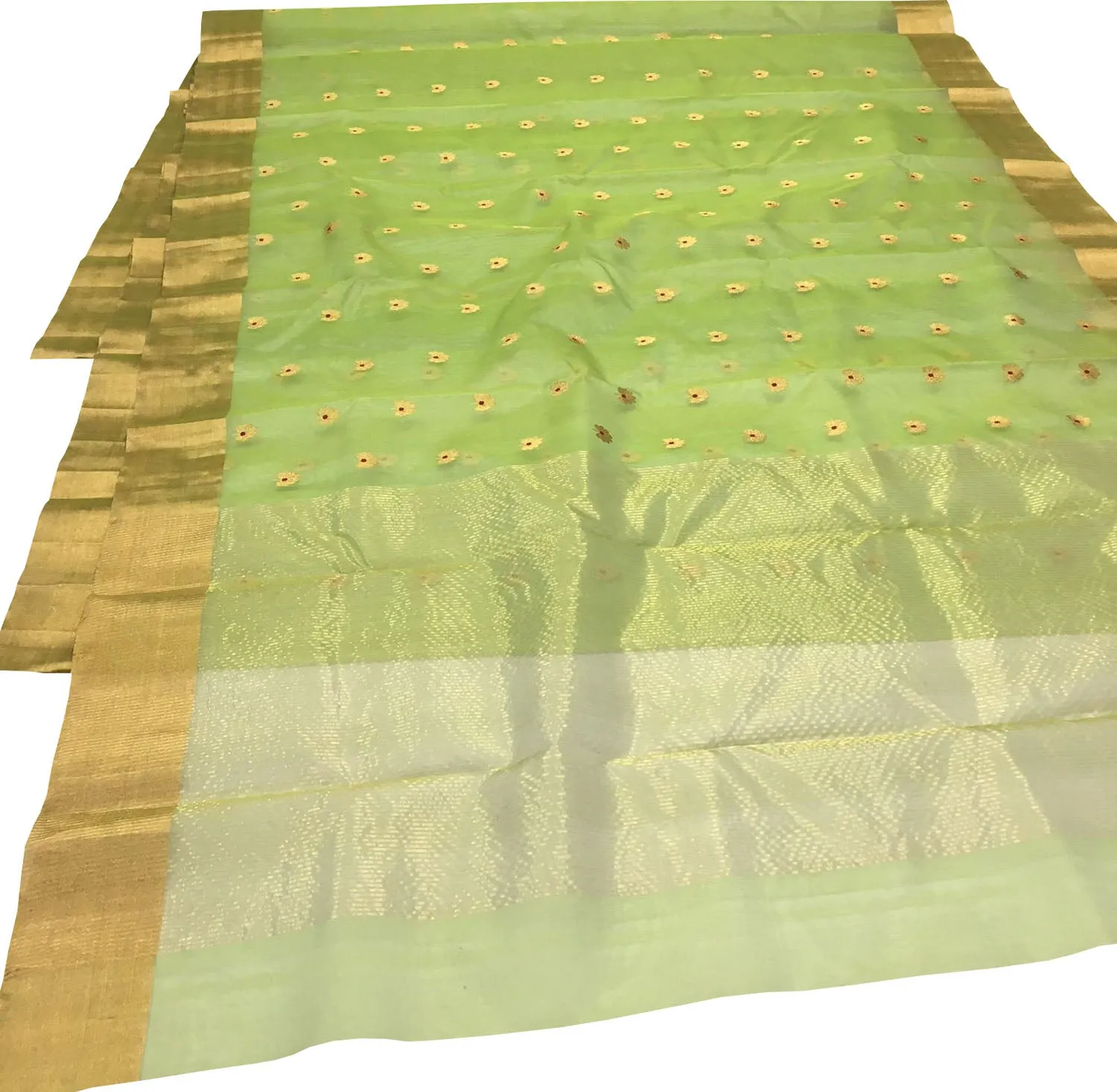 Elegant Green Chanderi Handloom Katan Silk Saree