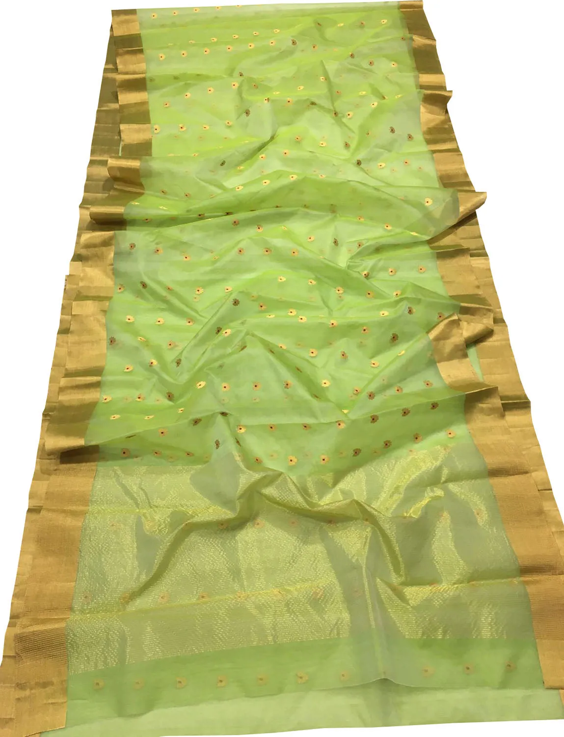 Elegant Green Chanderi Handloom Katan Silk Saree