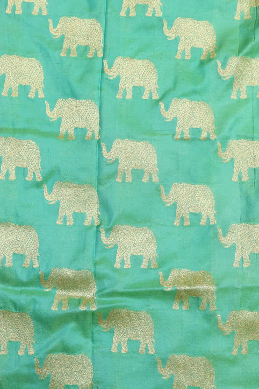 Elegant Green Handloom Banarasi Pure Katan Silk Elephant Design Suit With Banarasi Handloom Pure Katan Silk Dupatta