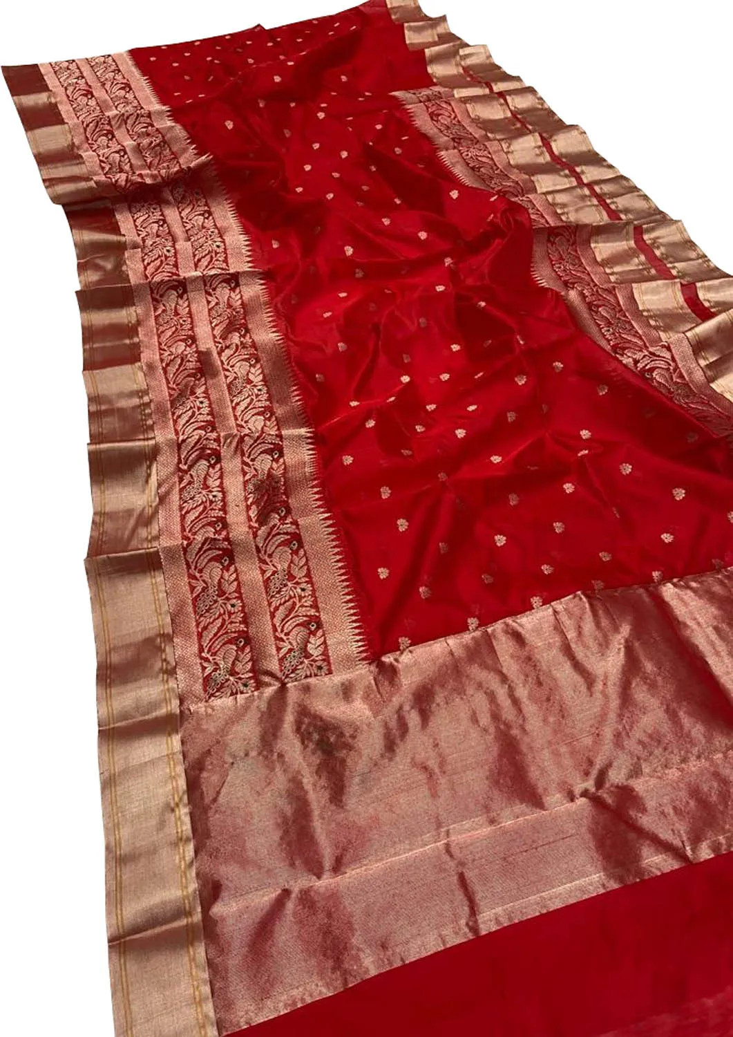 Elegant Red Chanderi Handloom Pure Silk Saree