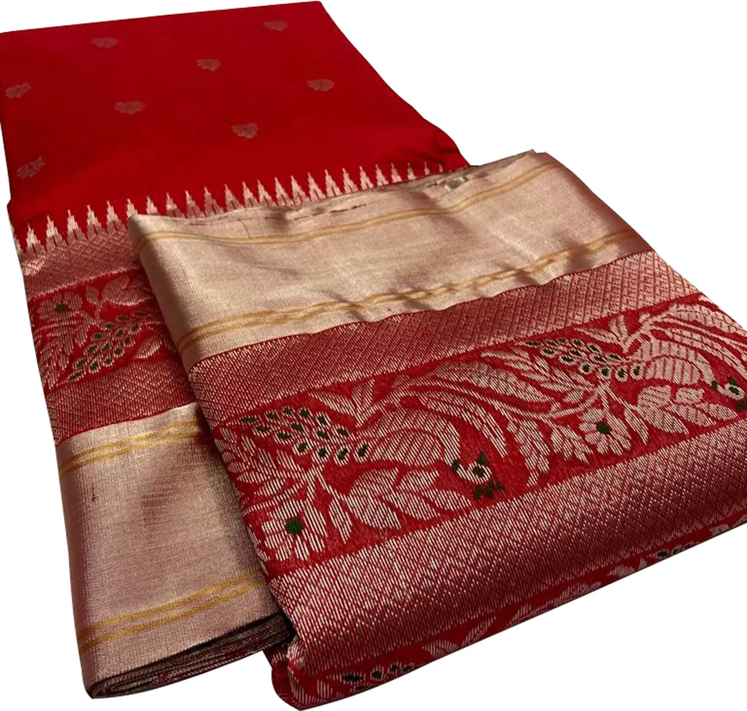 Elegant Red Chanderi Handloom Pure Silk Saree