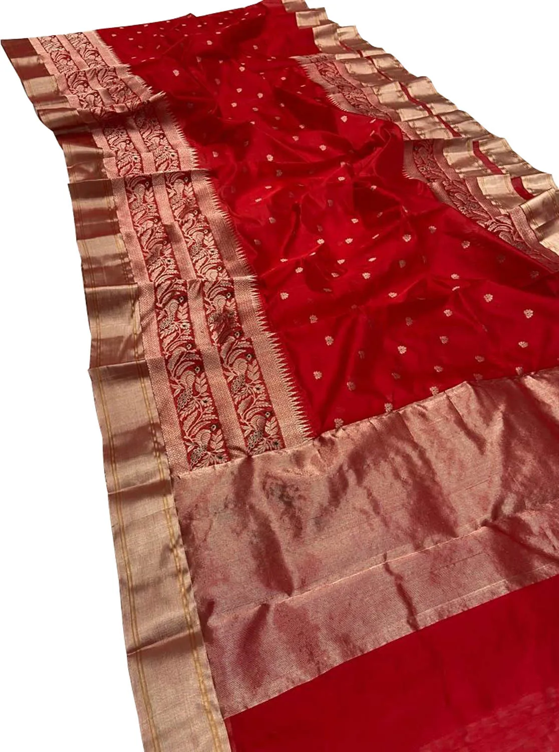 Elegant Red Chanderi Handloom Pure Silk Saree