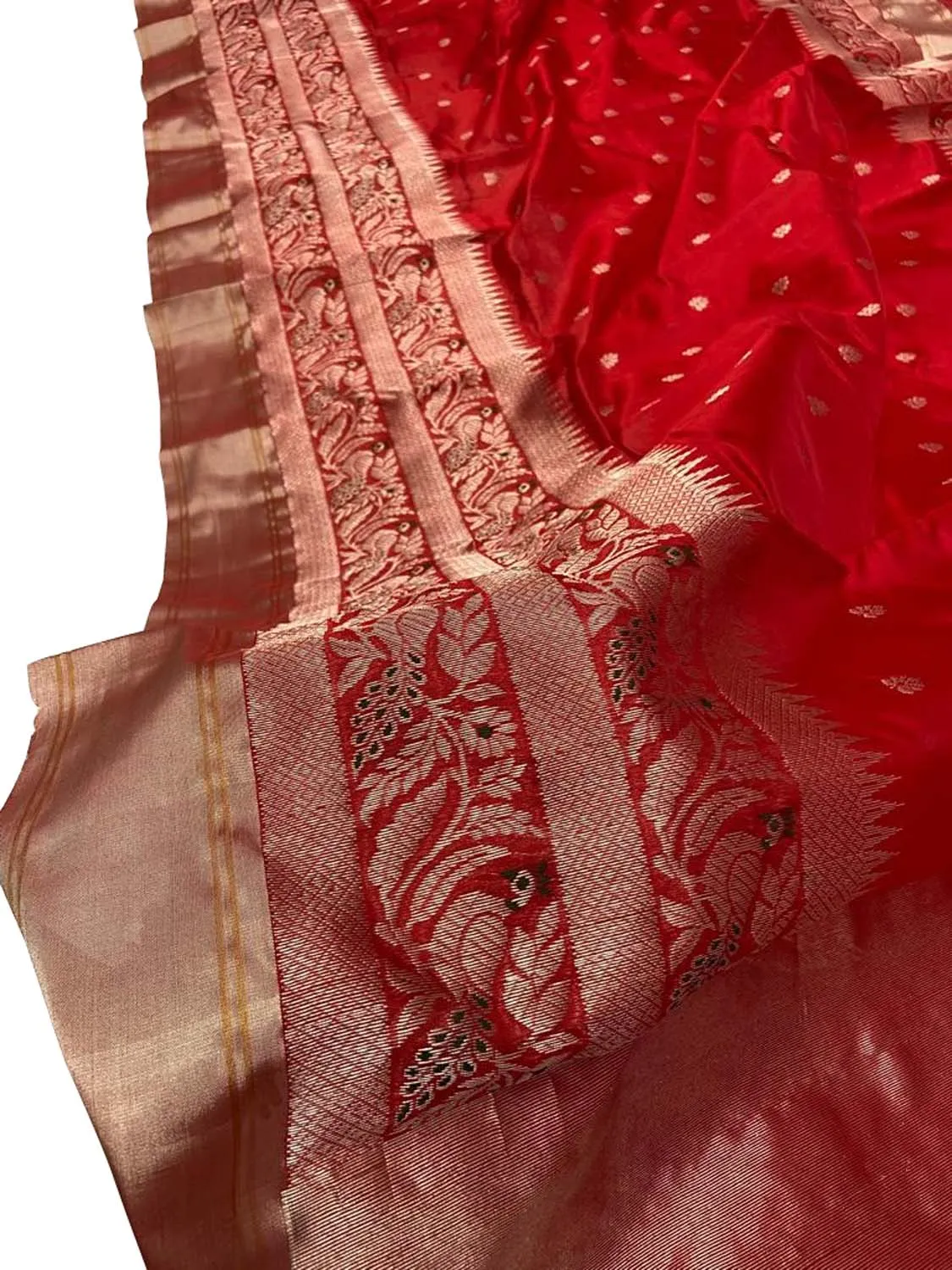 Elegant Red Chanderi Handloom Pure Silk Saree