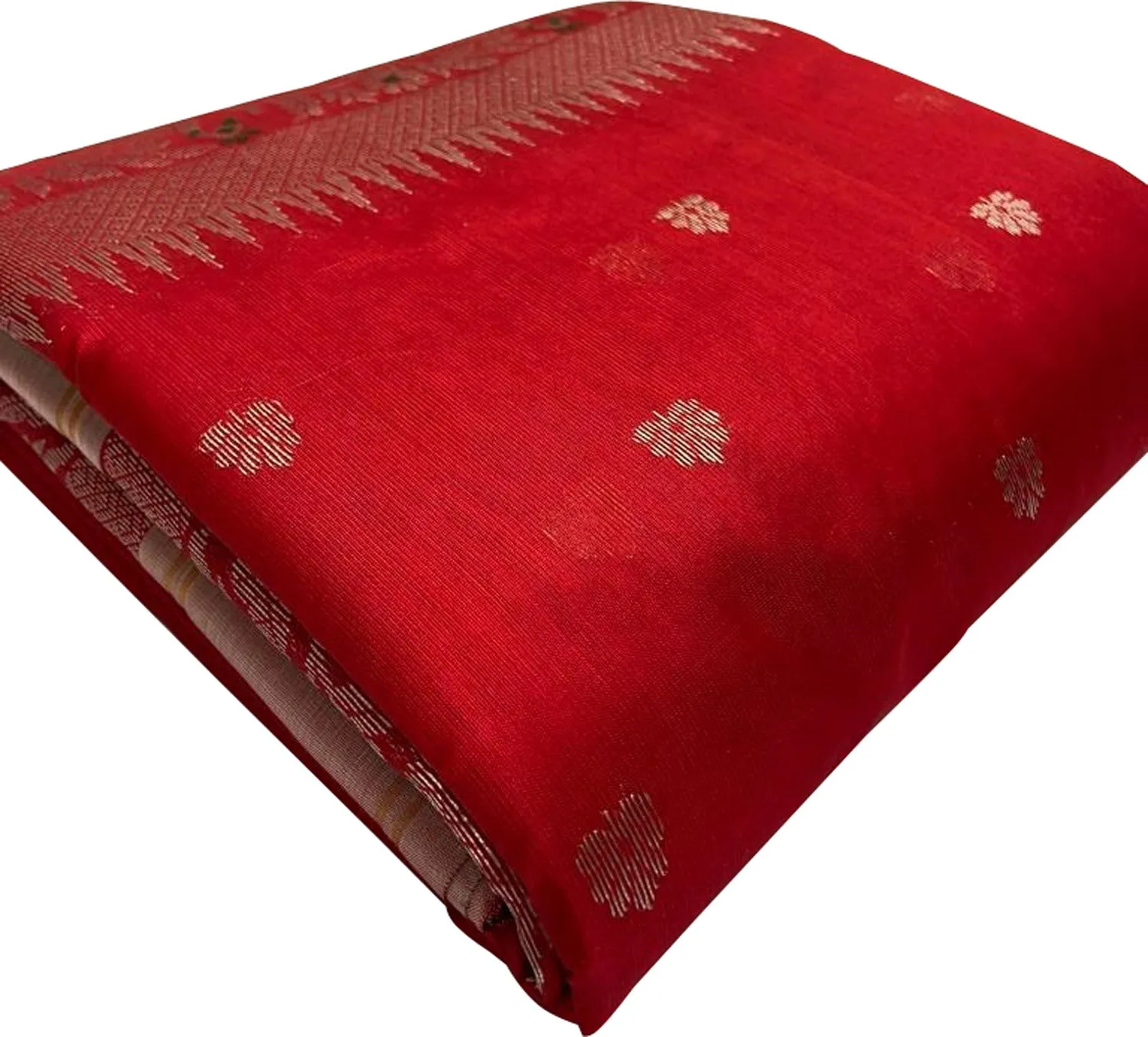 Elegant Red Chanderi Handloom Pure Silk Saree