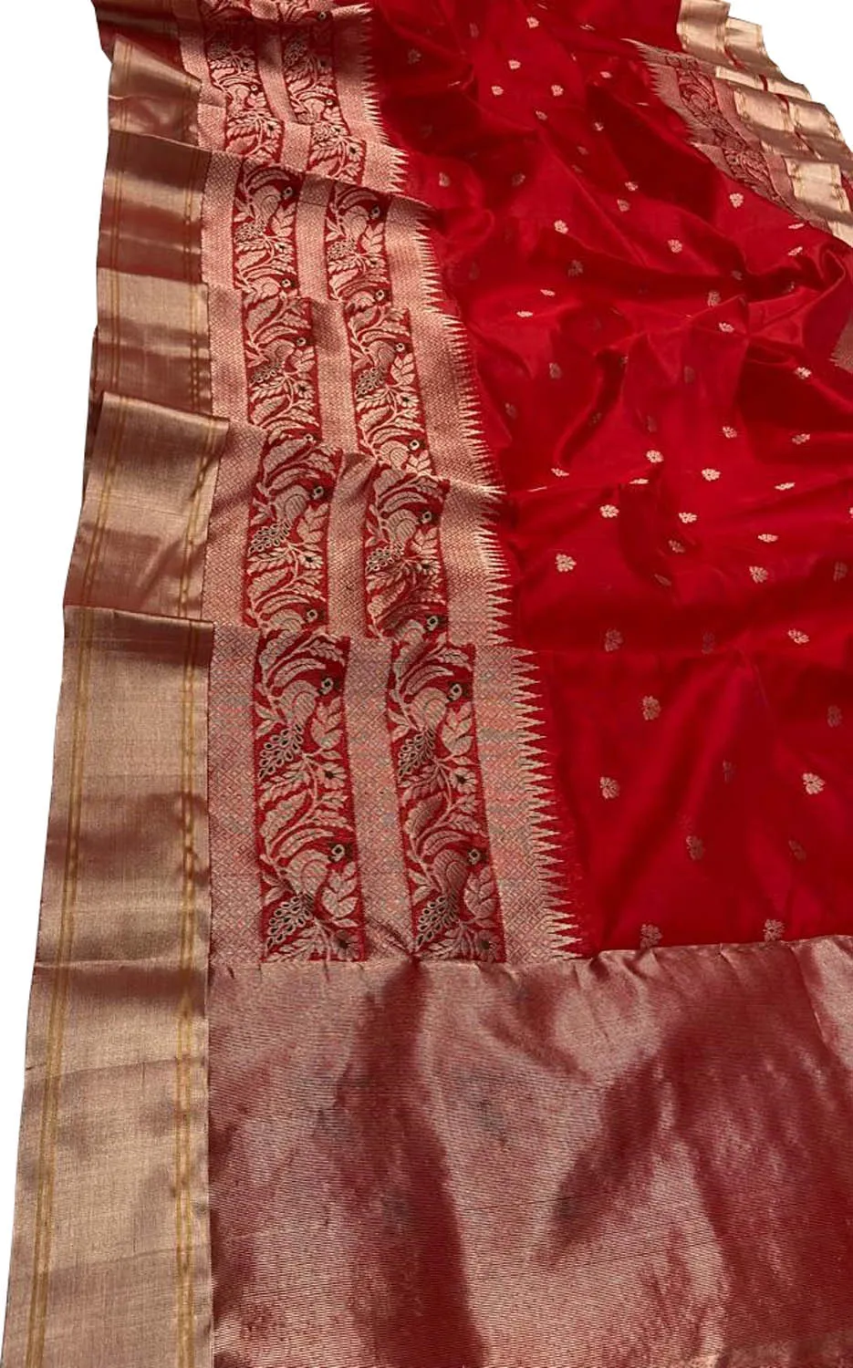 Elegant Red Chanderi Handloom Pure Silk Saree