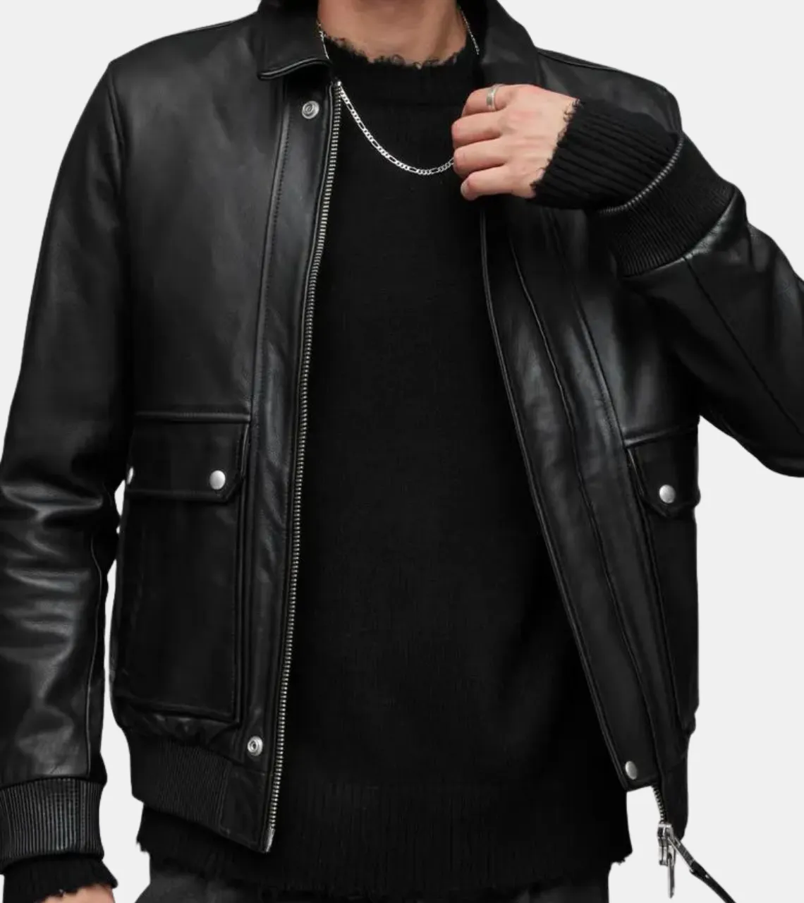 Elliot Men's Black Bomber Leather Aviator Jacket