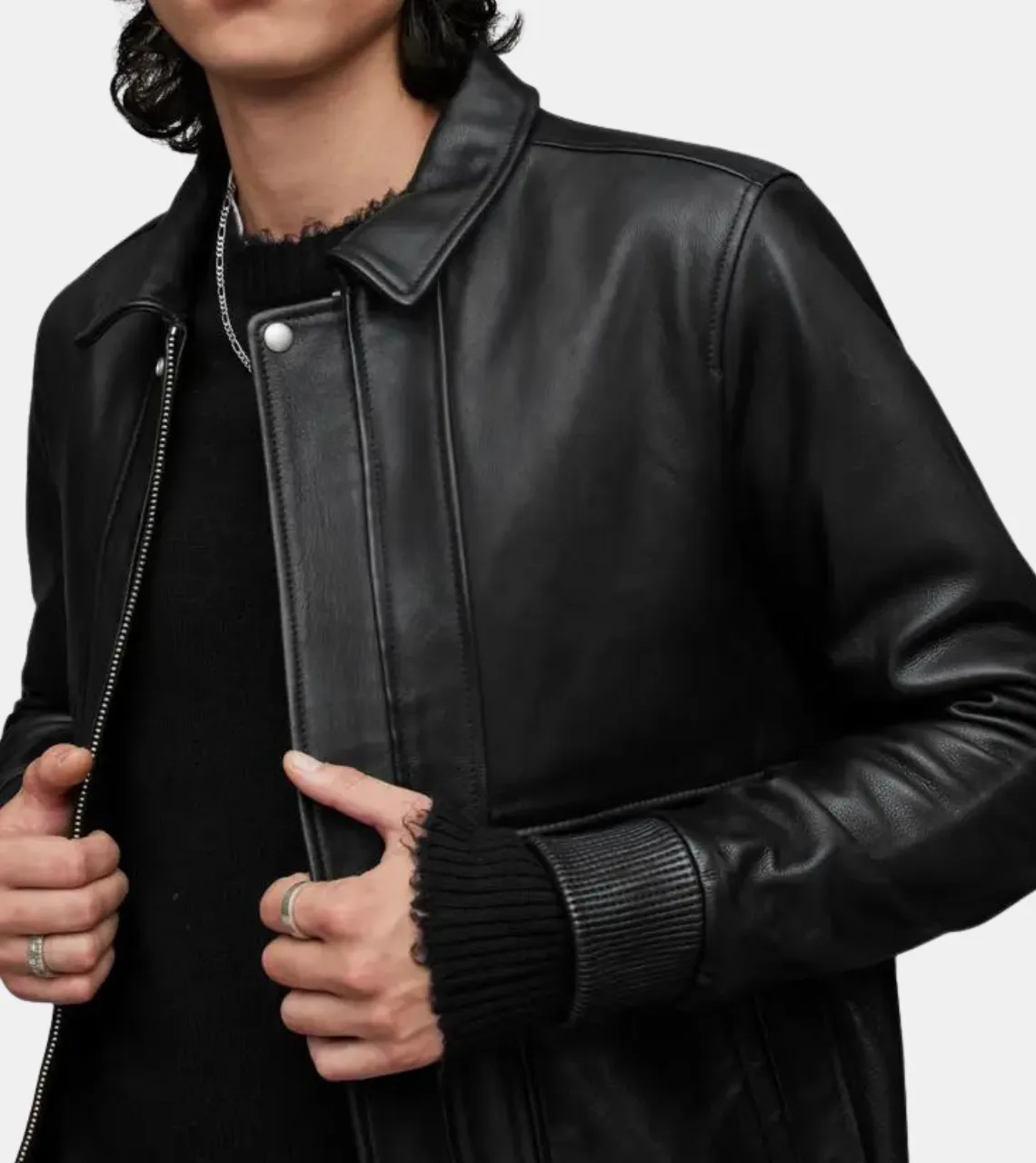 Elliot Men's Black Bomber Leather Aviator Jacket