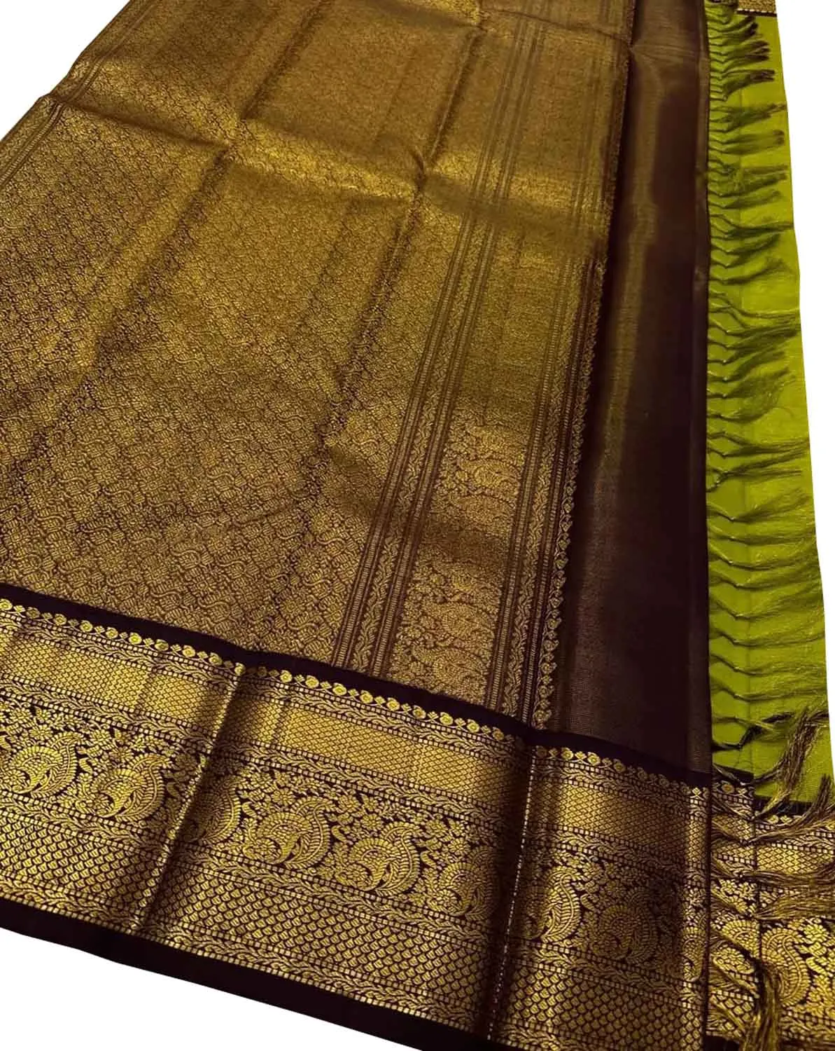 Ethically Made Green Silk Saree: Handloom Kanjeevaram