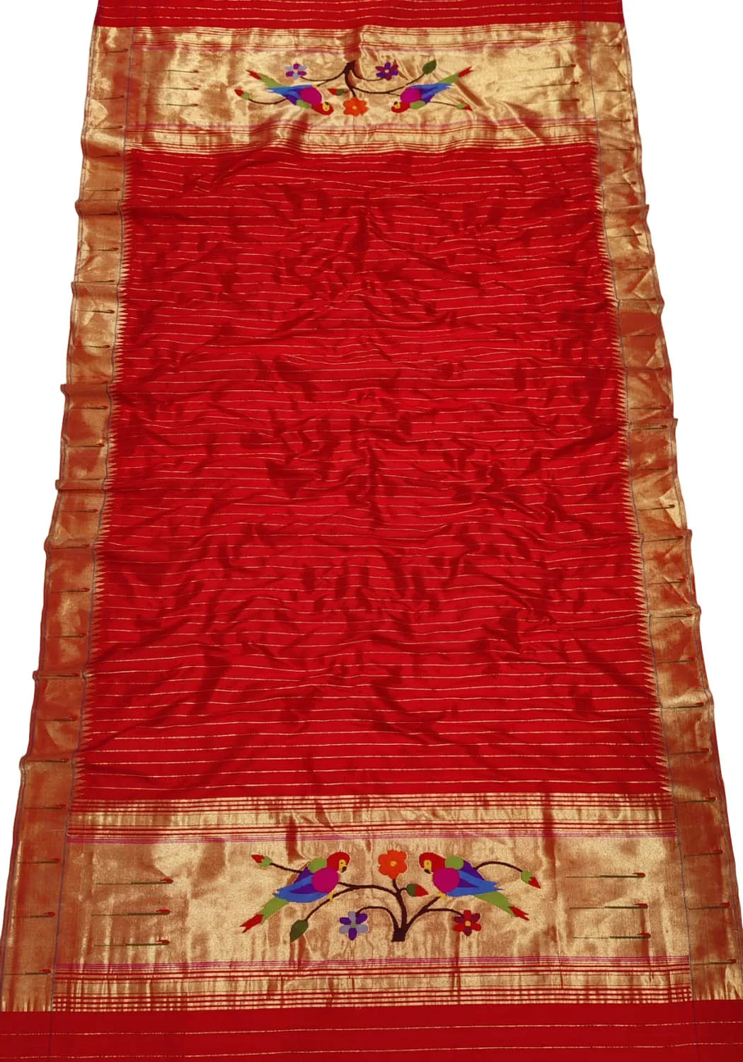 Exquisite Red Paithani Handloom Silk Dupatta: Timeless Elegance