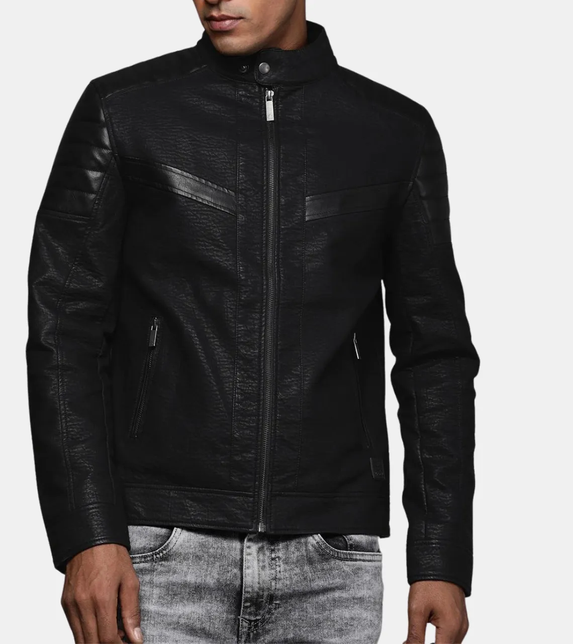 Ezryn Men's Sleek Black Leather Jacket