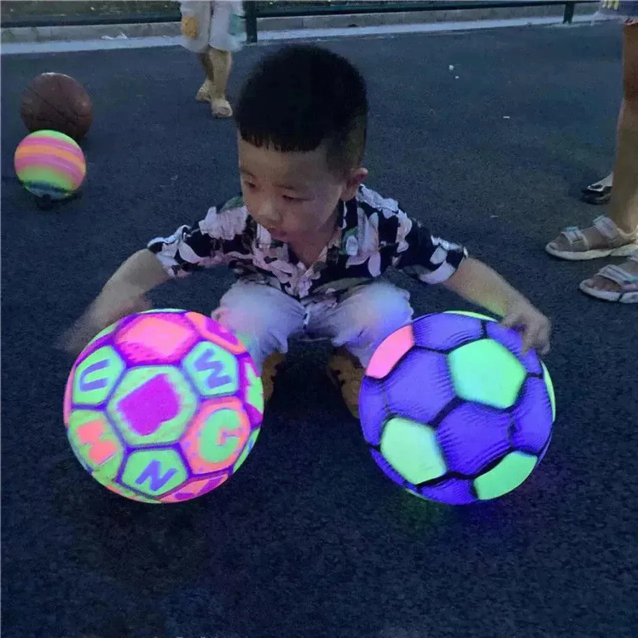 Glowing Football Flashing Basketball Racket Bounce Ball