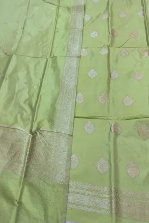 Green Banarasi Handloom Silk Suit - Pure Katan Elegance