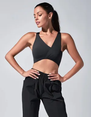 Heroine Sport Woman Twisted Top Black Asymmetric Neckline