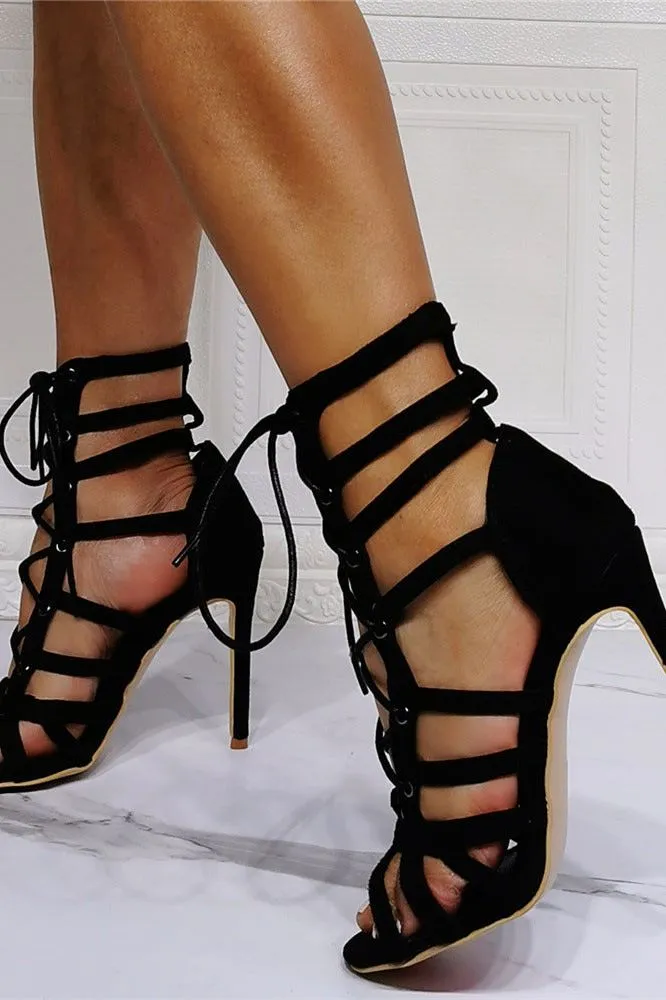 High-heeled sandals with stiletto strap