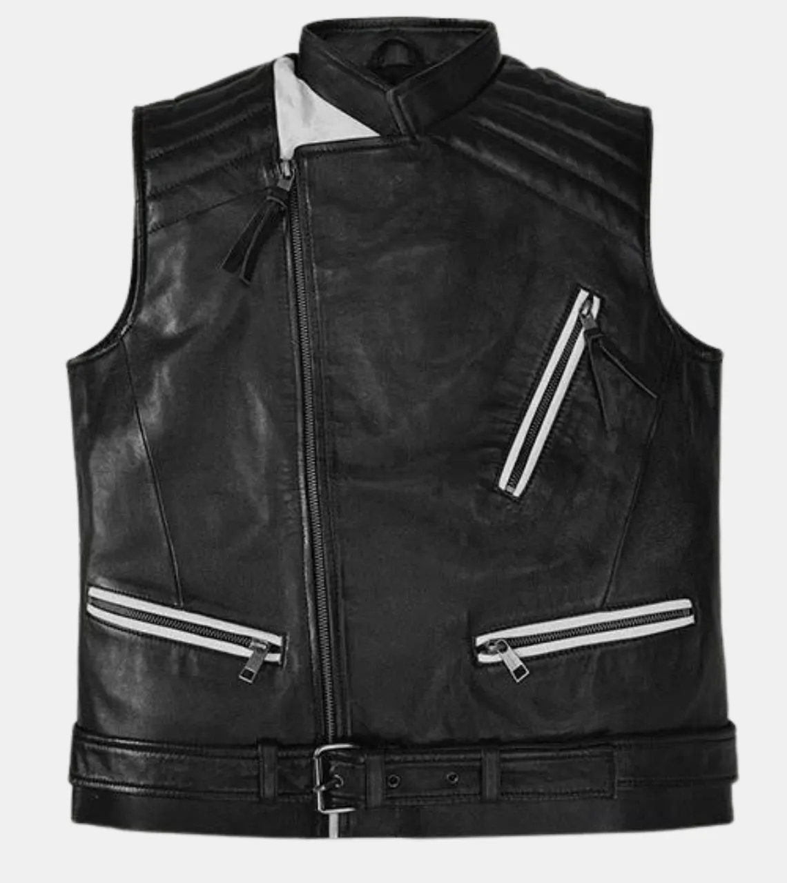 Jethro Men's Black Leather Vest