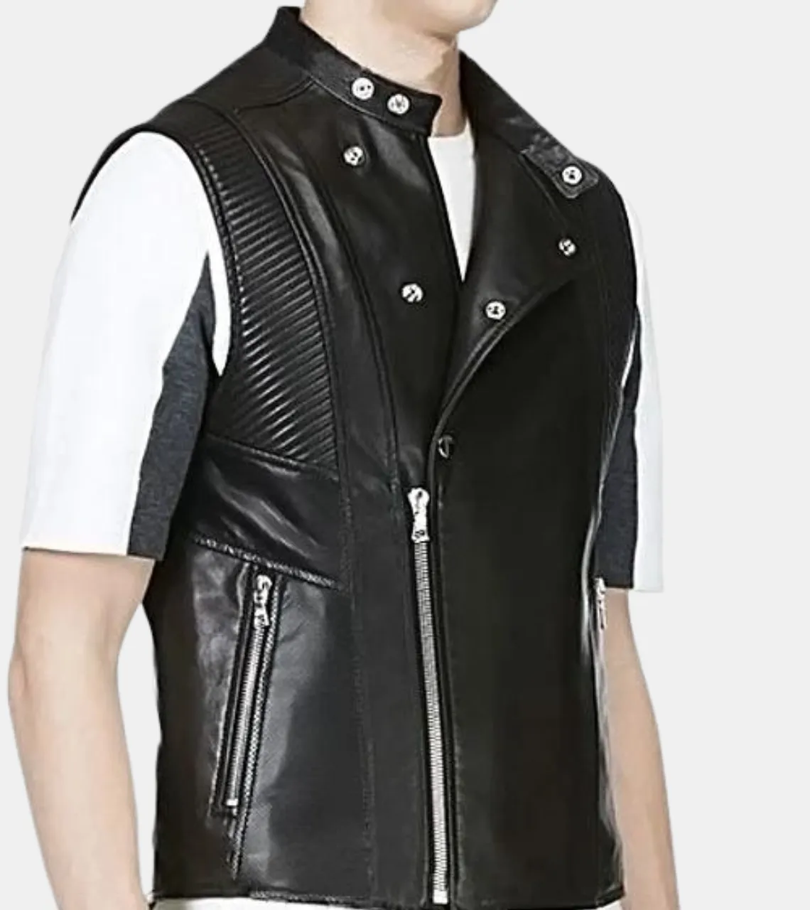 Jonquil Men's Black Leather Vest