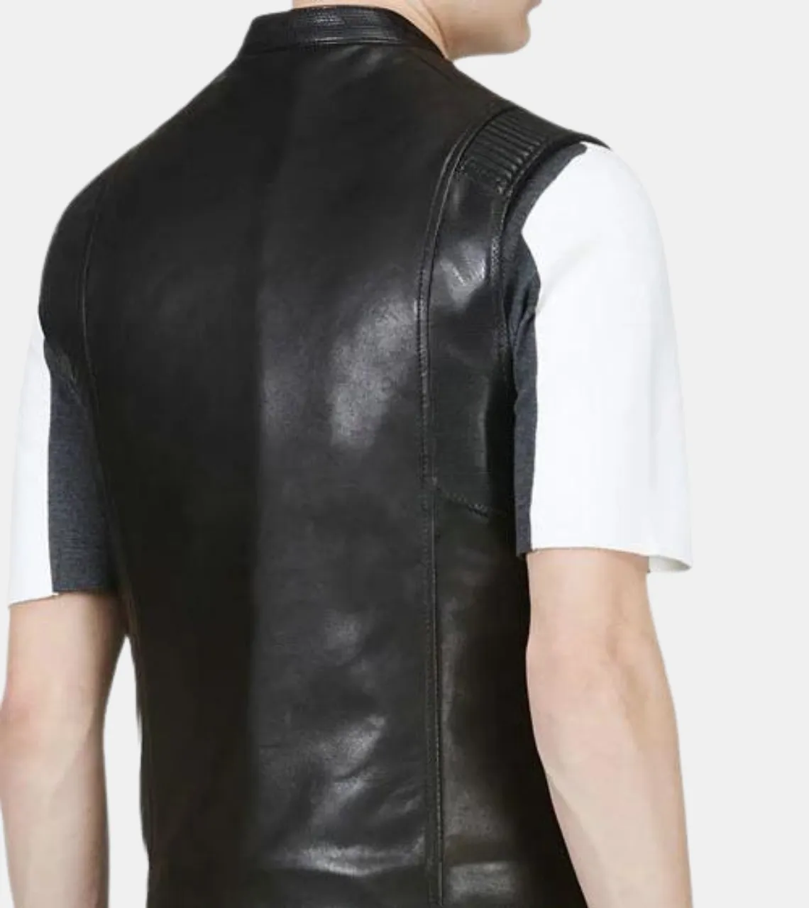 Jonquil Men's Black Leather Vest